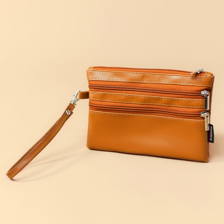 Necessaire Flat Tripla Caramelo