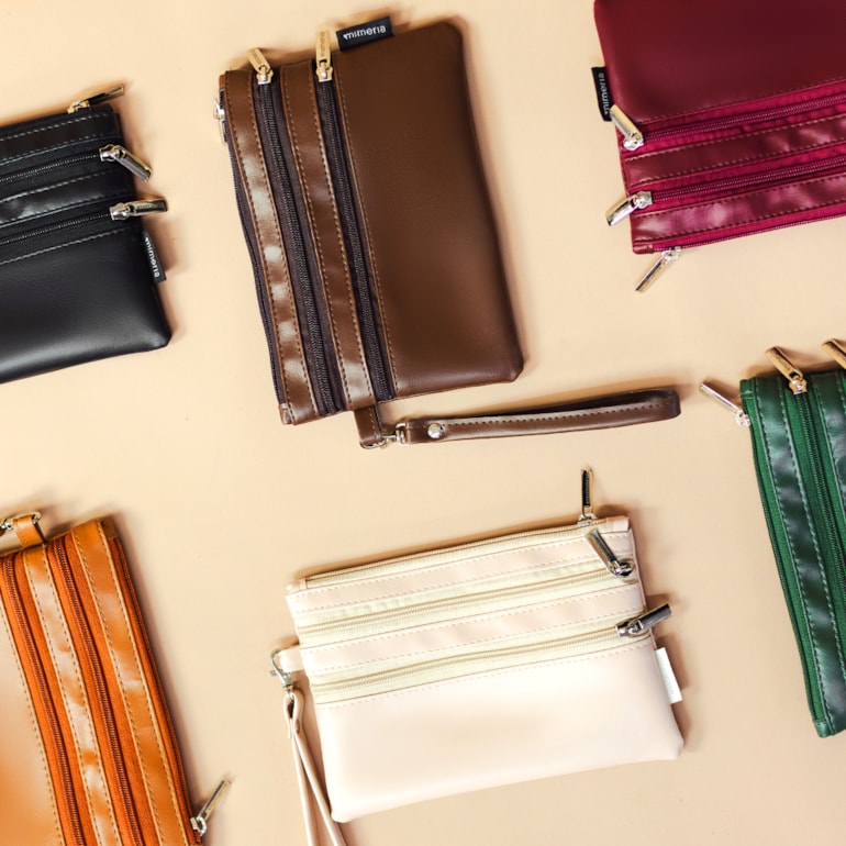 Necessaire Flat Tripla Caramelo