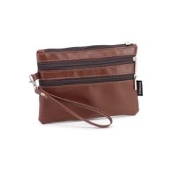 Necessaire Flat Tripla Marrom Cacau