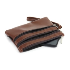 Necessaire Flat Tripla Marrom Cacau