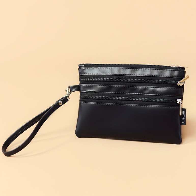 Necessaire Flat Tripla Preta