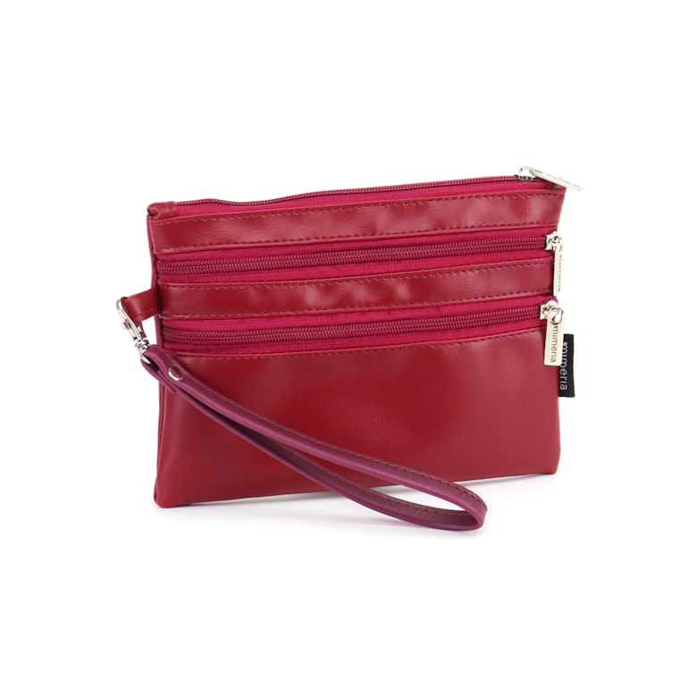 Necessaire Flat Tripla Vermelho Cereja