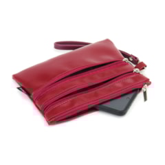 Necessaire Flat Tripla Vermelho Cereja