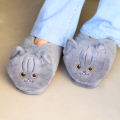 Pantufa 3D Gatinho Cinza