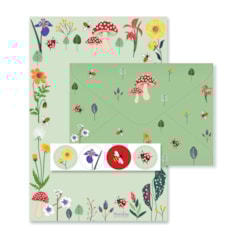 Papel de Carta Love Garden Verde 4 Unidades