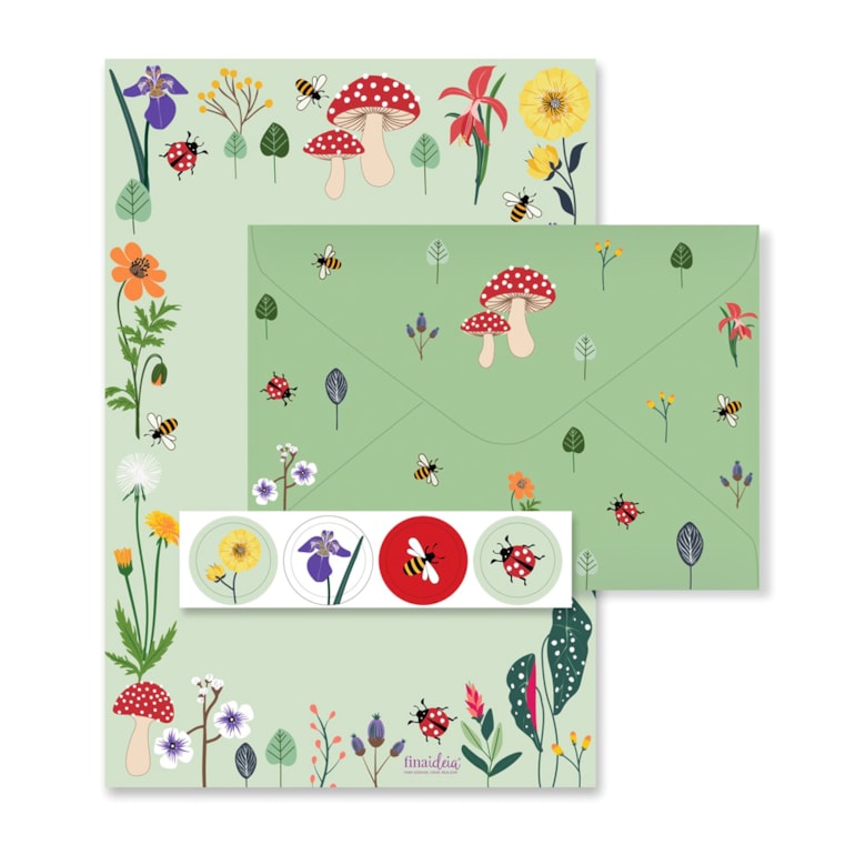 Papel de Carta Love Garden Verde 4 Unidades