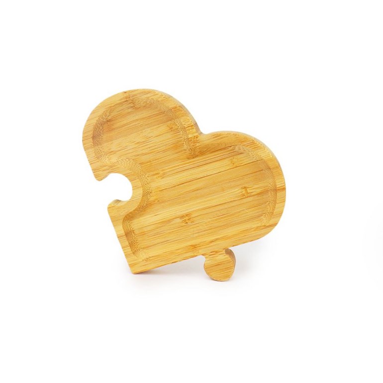 Petisqueira de Bambu com 4 Divisórias Heart Quebra Cabeça