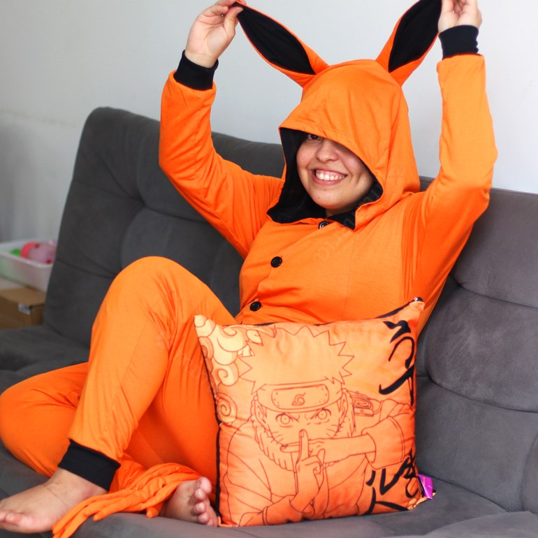 Pijama Kigurumi Verão Naruto Raposa 9 Caldas Pijama Kigurumi:PP