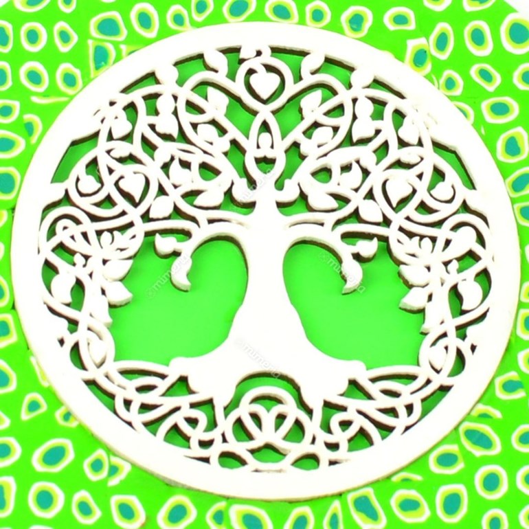 Placa Redonda Mandala Árvore da Vida Verde Grande