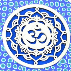 Placa Redonda Mandala Símbolo de OM Azul Grande