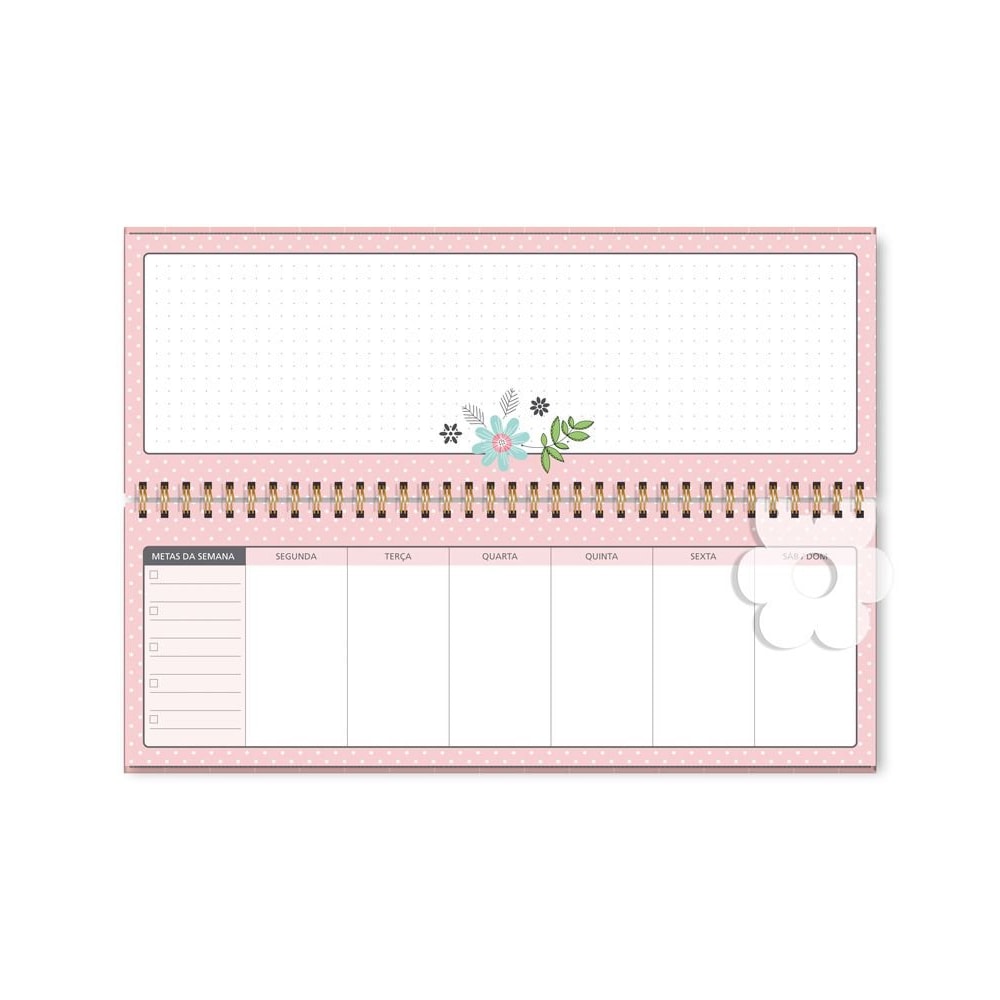 Planner Organizador Semanal Rosa Quadriculado - MIMERIA