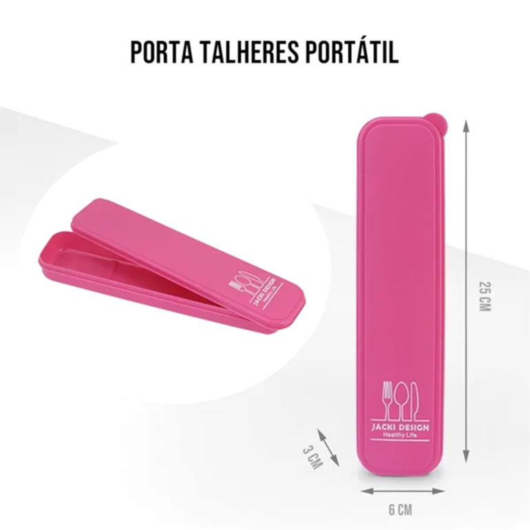 Porta Talheres Portátil Vibe Pink