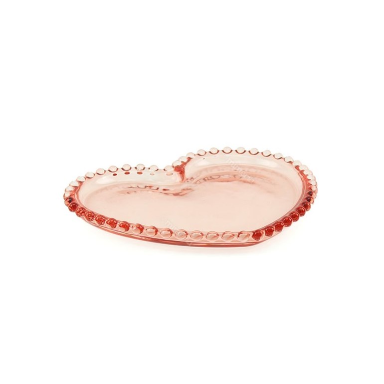 Prato Coração de Cristal de Chumbo Pearl Rosa Pequeno
