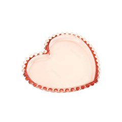 Prato Coração de Cristal de Chumbo Pearl Rosa Pequeno