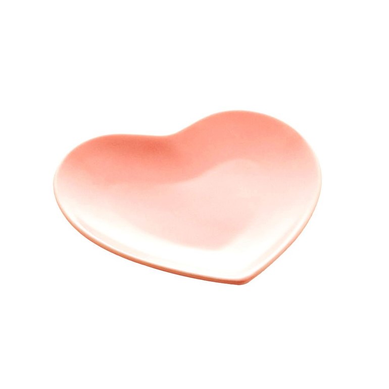 Prato de Coração de Cerâmica Heart Rosa Pequeno