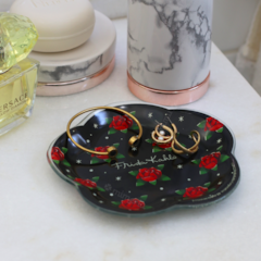 Prato Flor Frida Kahlo Preto Pequeno