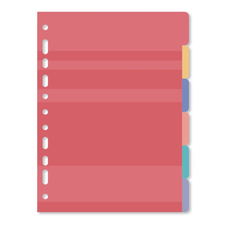 Refil Divisórias Coloridas Caderno e Planner Argolado Fichário