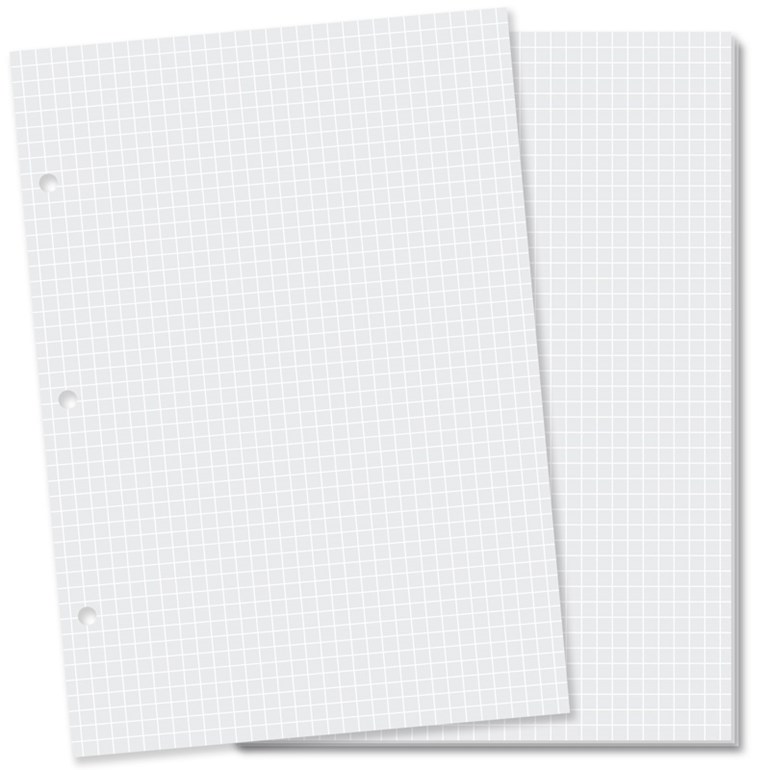 Refil Quadriculado Branco Caderno e Planner Argolado