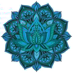 Tapete Mandala Flor de Lótus Azul e Verde