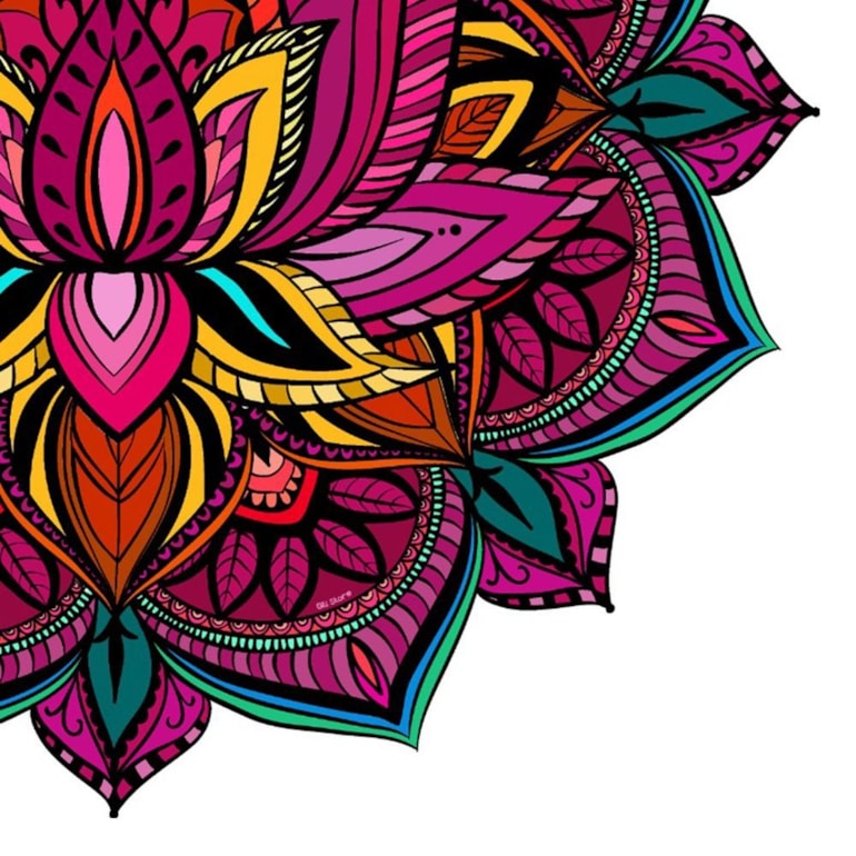 Tapete Mandala Flor de Lótus Colorida