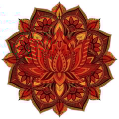 Tapete Mandala Flor de Lótus Laranja, Marrom e Amarelo